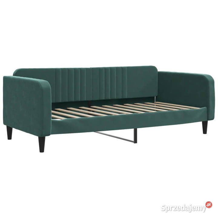 Sofa z funkcją spania ciemnozielona obita Łóżka mazowieckie