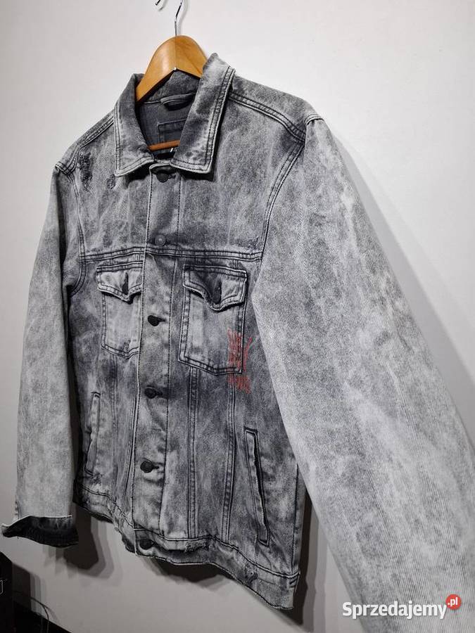 Kurtka M jeansowa Zara Man acid wash przecierana czarny