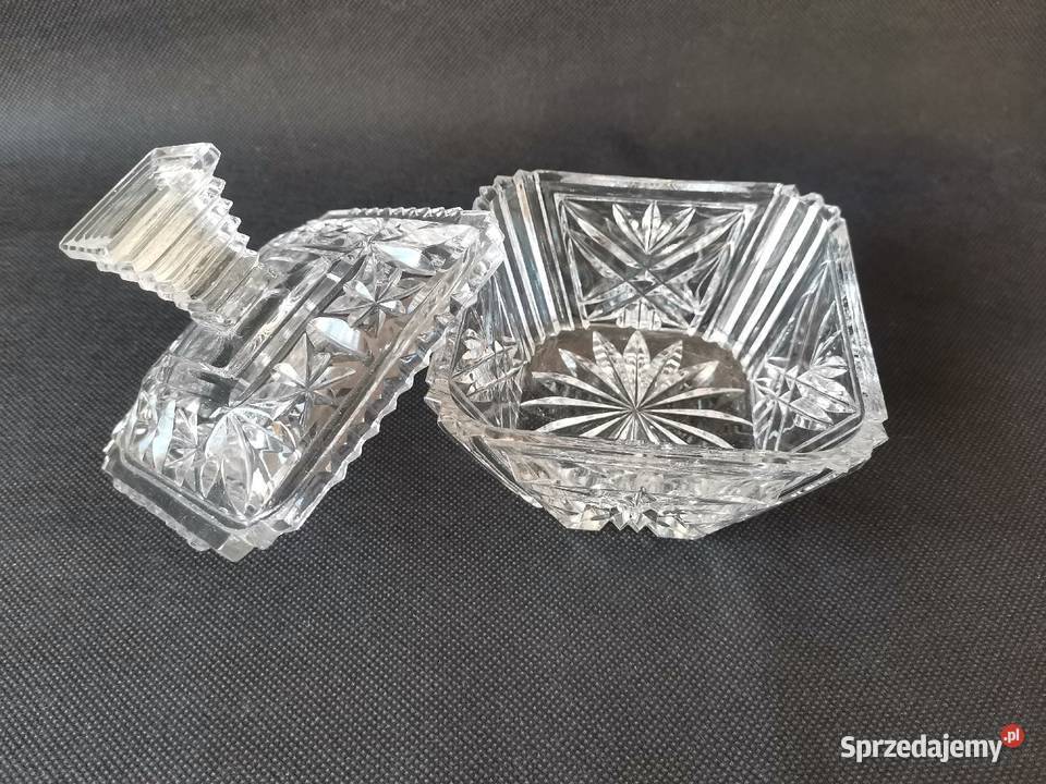 Stara ciekawa bomboniera cukiernica szkło Art Katowice
