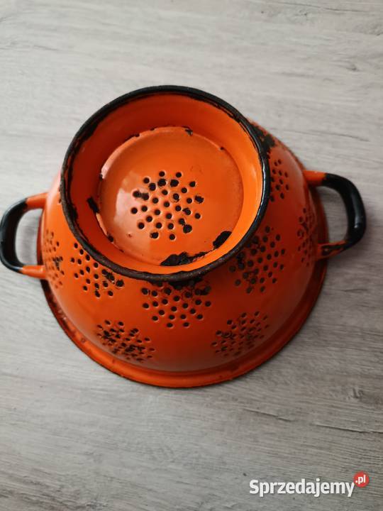 Cedzak durszlak emalia pomarańczowy i róż Choszczno sprzedam
