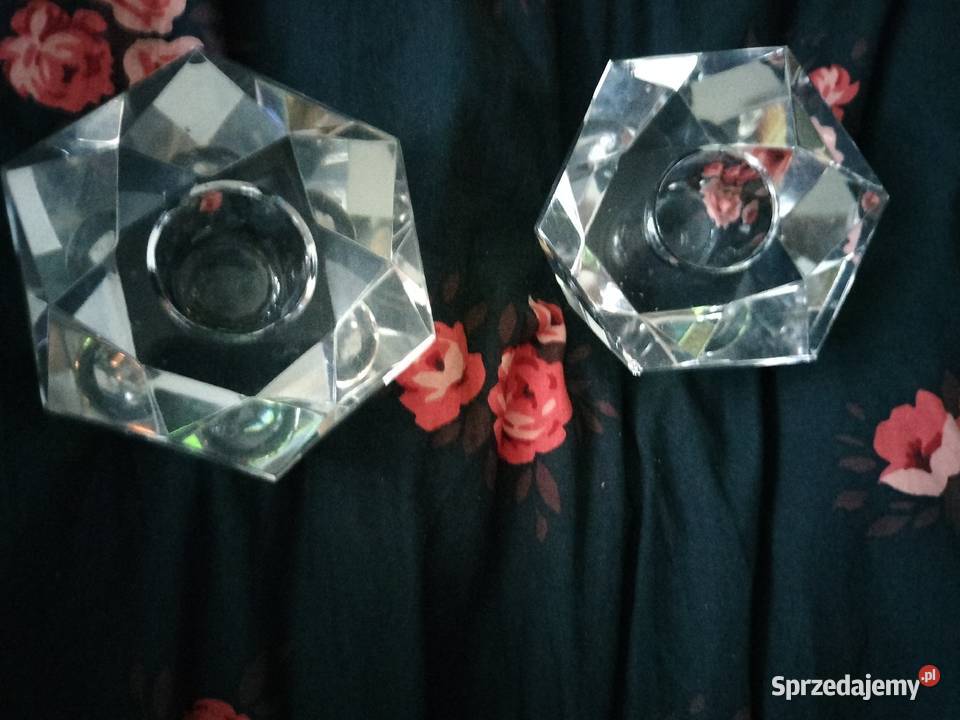 Dwa kryształowe świeczniki Dom i Ogród