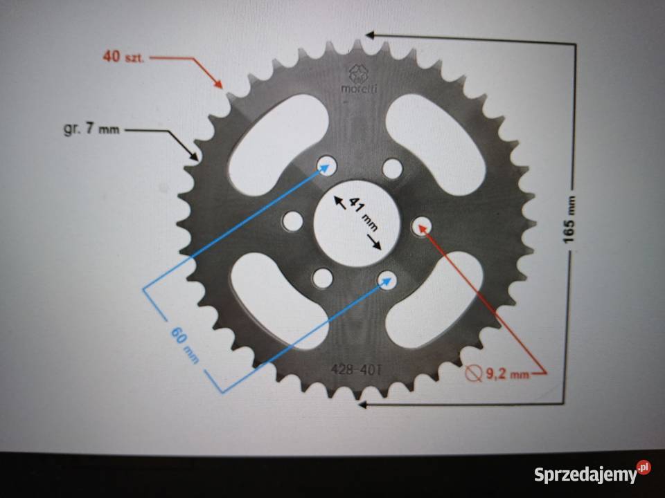 Zębatka tylna Moretti 40428 do ATV 150 Resko