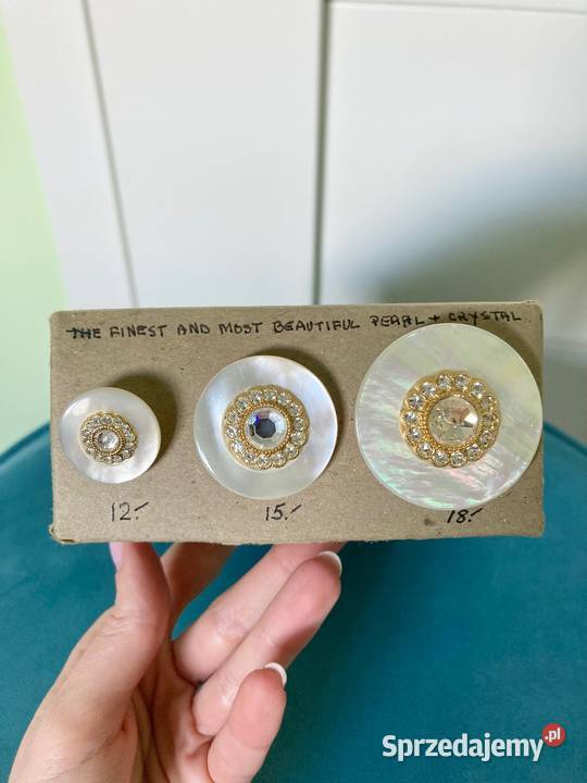 Nowe bajkowe duże guziki masa perłowa Swarovski podkarpackie