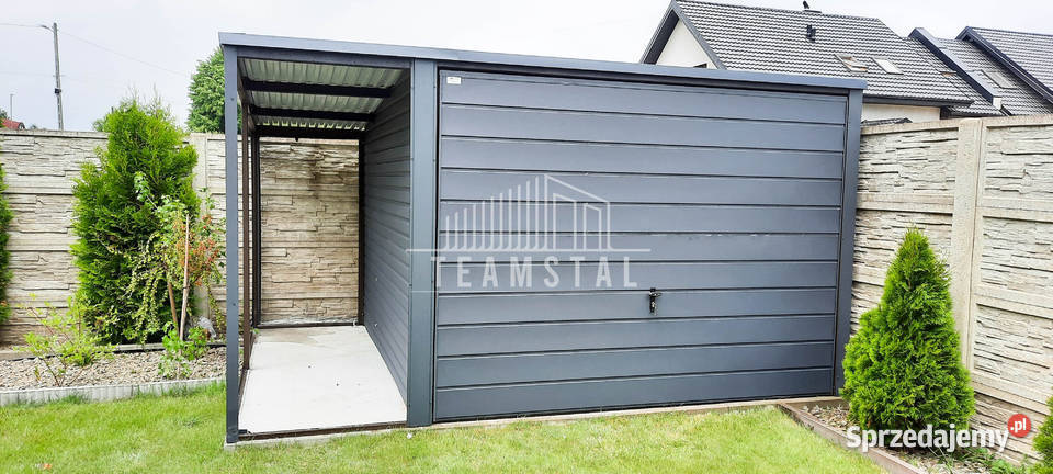 GARAŻ BLASZANY 3m x 5m wiata 1m spad tył Brama