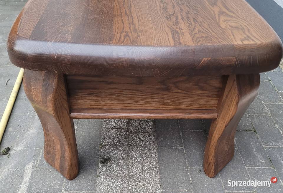 Ława dębowa z szufladami i grubym blatem