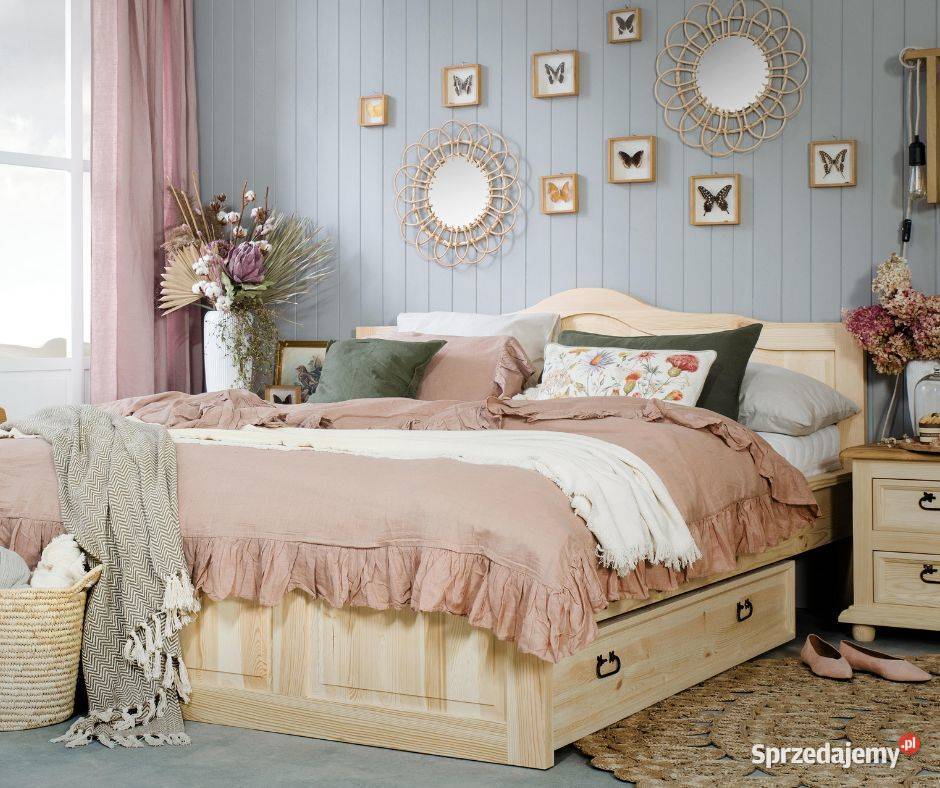 Białe łózko drewniane w stylu wiejskim ACC 04 95cm Łóżka małopolskie Maków Podhalański