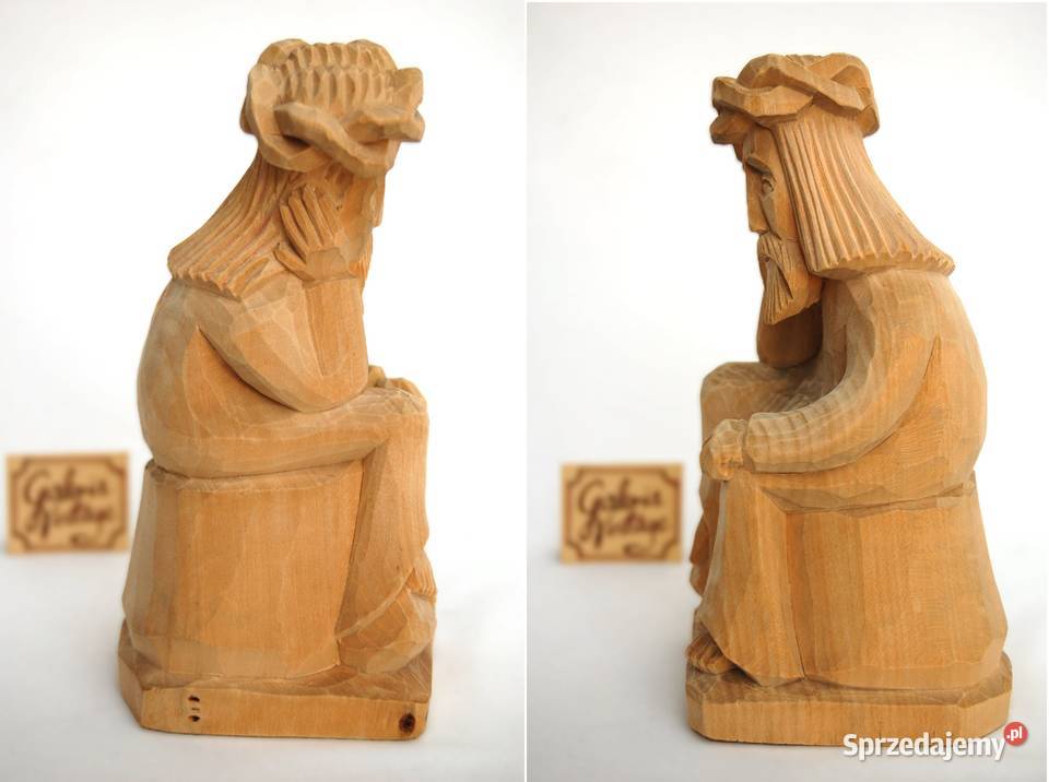 Jezus Chrystus frasobliwy rzeźba drewniana Figurki i rzeźby Lublin