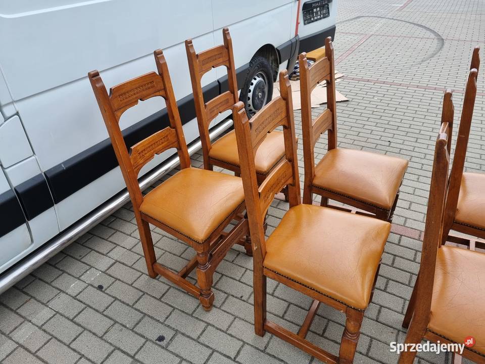 Komplet porządnych sześciu krzeseł z Niemiec Krzesła dolnośląskie Dzierżoniów