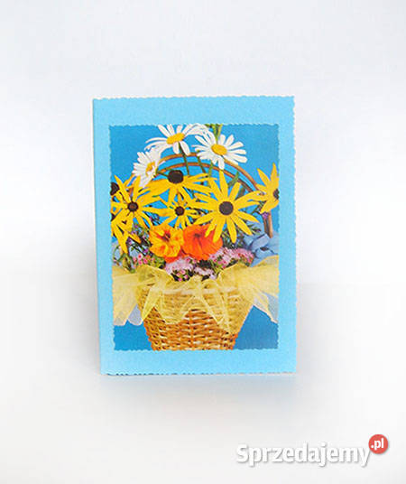 niebieska kartka z okolicznościowa kwiaty kartka Rzeszów