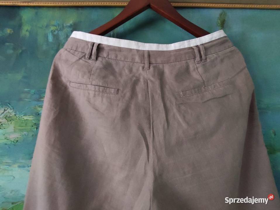 eleganckie wyjściowe letnie spodnie lniane Spodnie