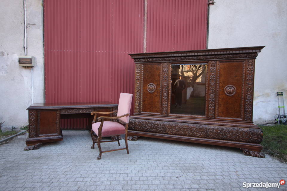 Gabinet NEORENESANS 1920 biurko biblioteka fotel Wrocław