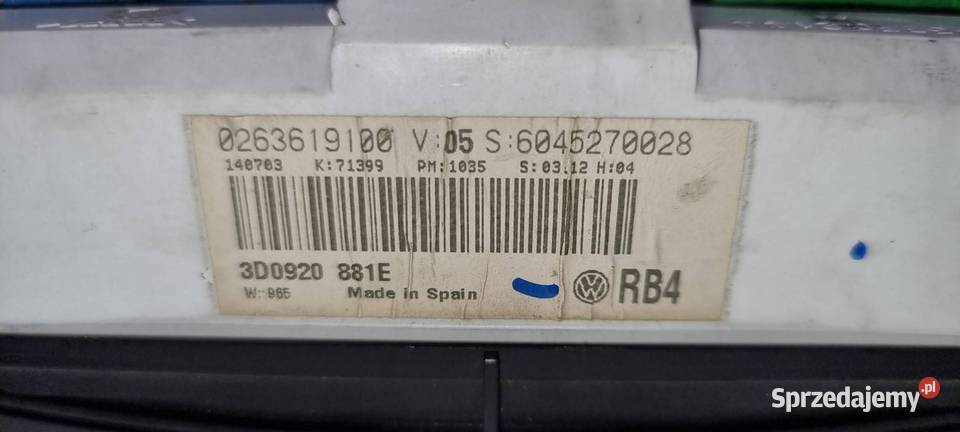 LICZNIK ZEGAR VOLKSWAGEN PHAETON 3D0920881E kujawsko-pomorskie Lipno sprzedam