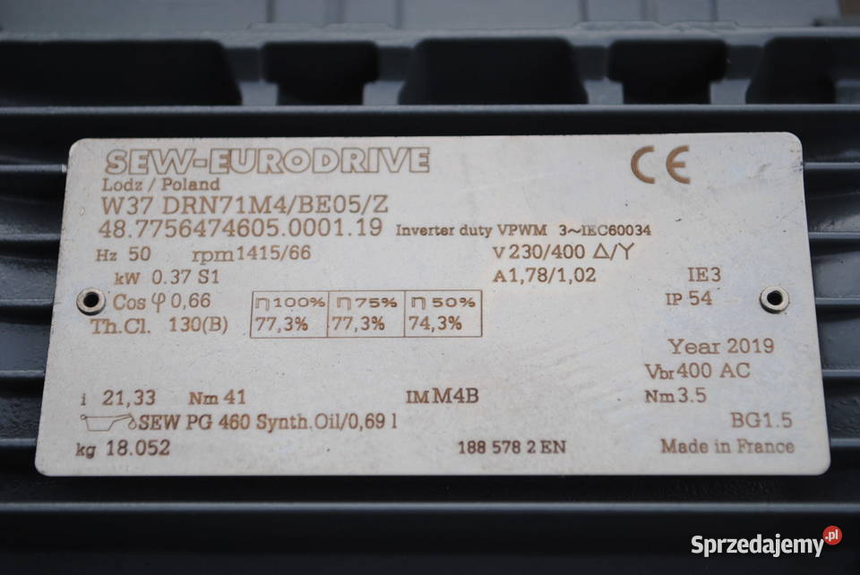 Motoreduktor kątowy 037kw 66obrmin z hamulcem Kargowa