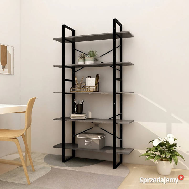 5poziomowy regał na książki szary 100x30x175 Warszawa sprzedam