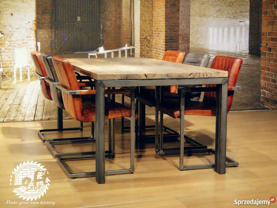 Stół loftowy industrialny ze stali i drewna Wrocław