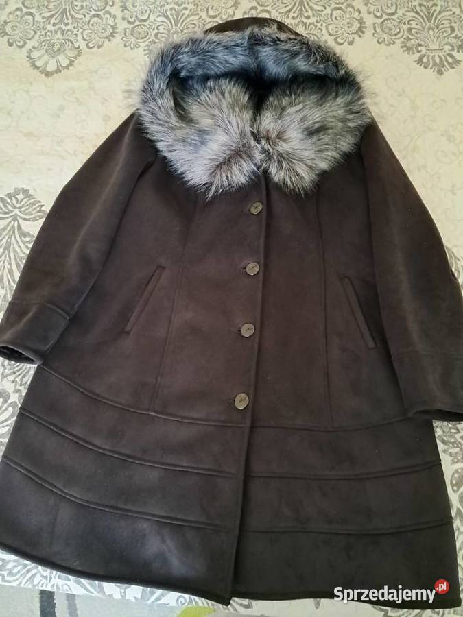 Kożuch damski długi czarny z kapturem 4446 do Kraków sprzedam