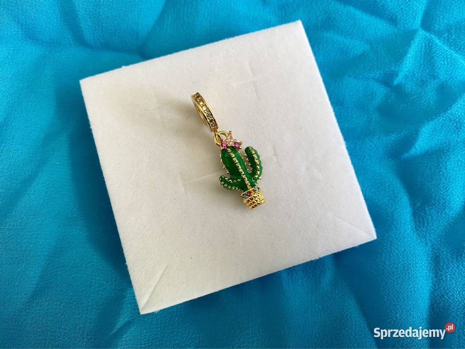 nowa pozłacana zawieszka charms beads kaktus w Wisiorki pomorskie Gdynia