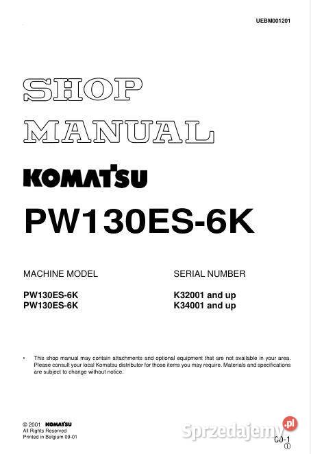 Komatsu PW130ES6K instrukcja naprawy Kielce
