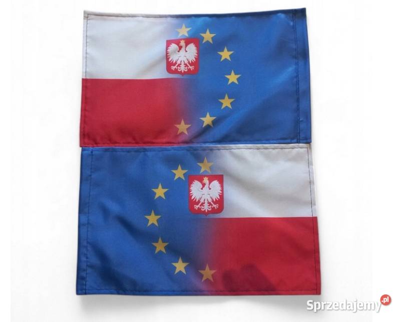 Maszt motocyklowy czarny z flagąPolska i Unia