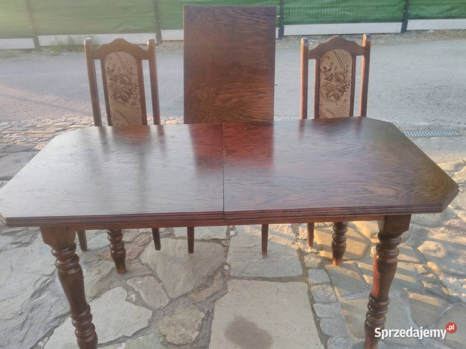 Komplet stół+krzeseł drewniane