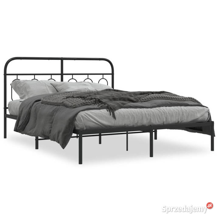 Łóżko Metalowe Czarne Rama Łóżka Ze Stelażem 207cm