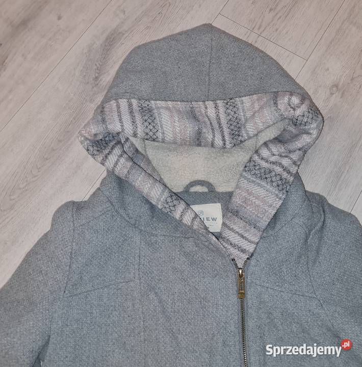 Płaszcz damski popielaty kaptur 38M Kurtki i płaszcze sprzedam