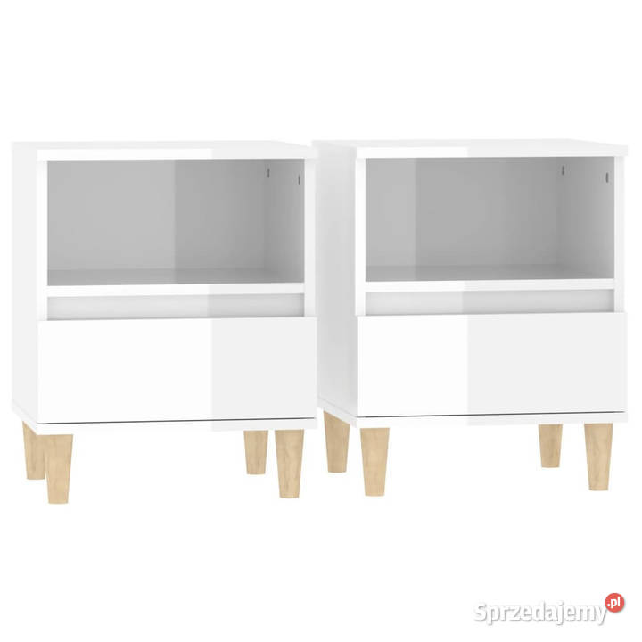 Szafki nocne 2 białe wysoki połysk 40x35x50 mazowieckie Warszawa