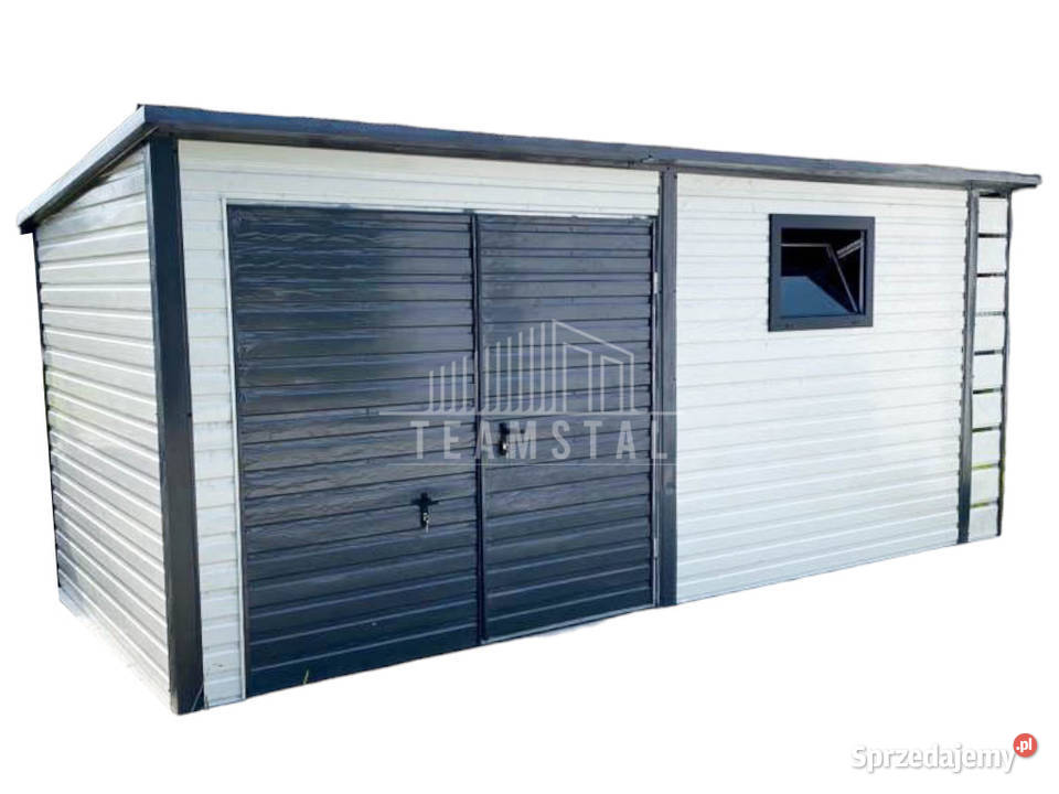 Wolnostojący Garaż Blaszany 6x3 Brama - drzwi - okno TS184