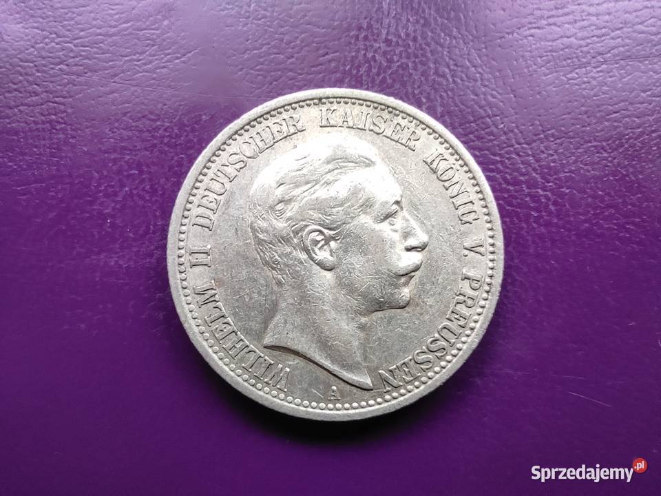 Moneta PRUSY 2 MARKI 1907 A Srebro Piękna Pruszków sprzedam