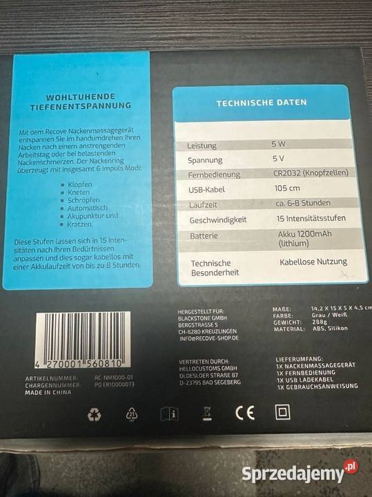 ELEKTRYCZNY MASAŻER NA SZYJĘ NECK MASSAGER Sprzęt i urządzenia do masażu Kielce