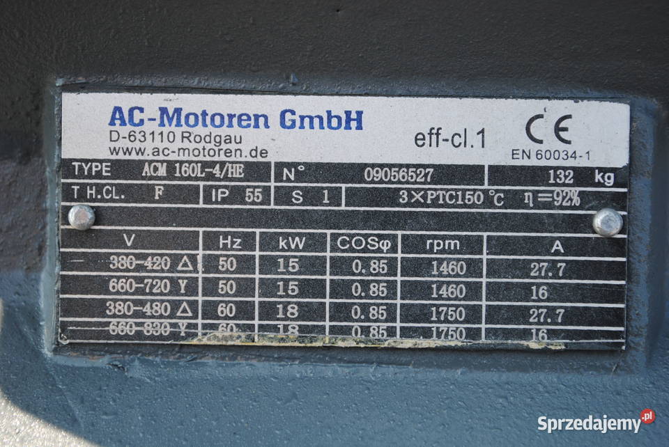 Silnik elektryczny 15kw 1460obrmin ACMotoren lubuskie Kargowa