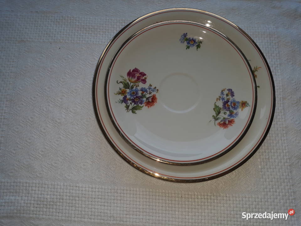 talerz talerze porcelana w kwiatki złocenia Gdańsk