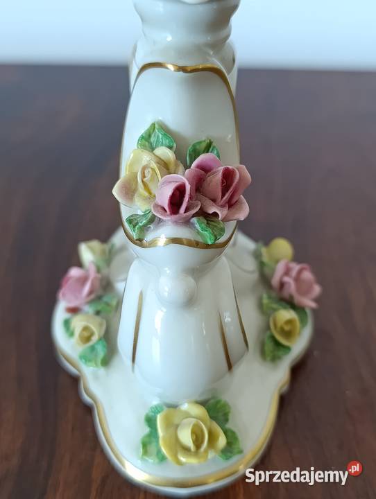Porcelanowy świecznik Dresden z korona unikat Gdańsk