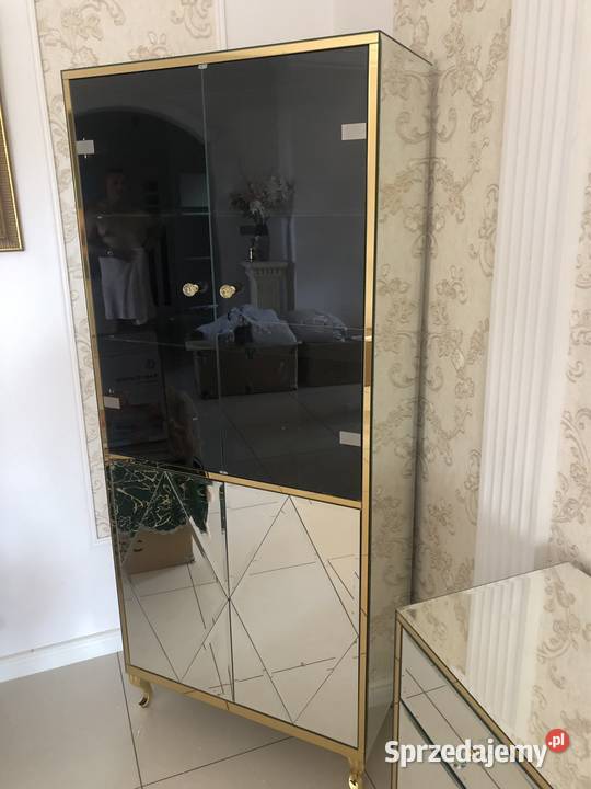 Witryna lustrzana złota gałka kryształ noga 41cm Kępno