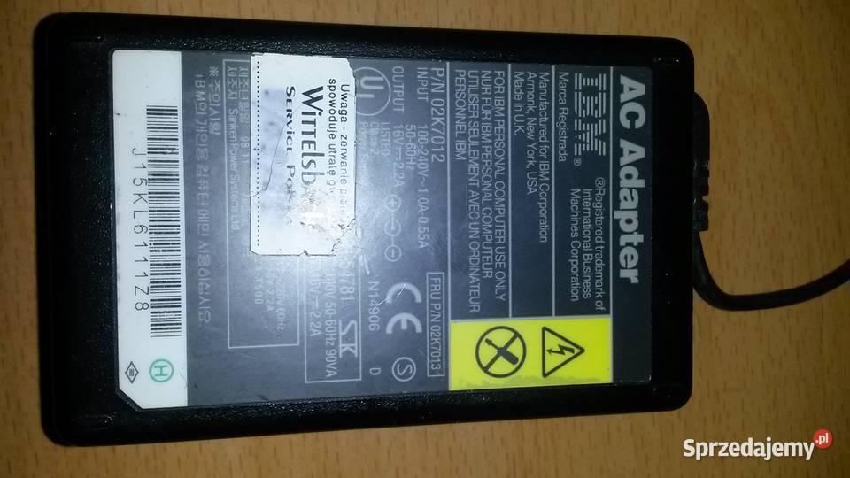 Oryginalny zasilaczładowarka IBM THINKPAD 16V Poznań