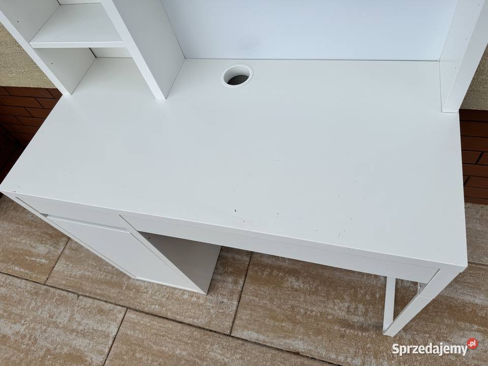 Biurko białe z nadstawką ikea stolik stół szafka Sulbiny