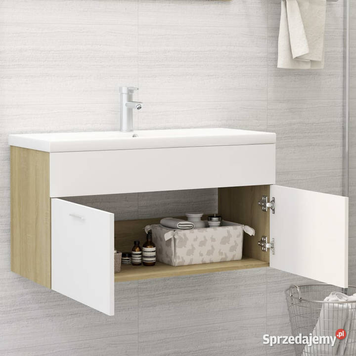 Szafka pod umywalkę biel i dąb sonoma 90x385x46 Warszawa