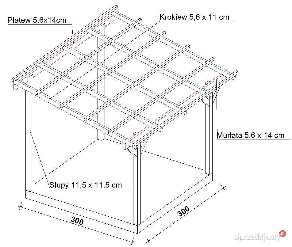 Drewniane zadaszenie tarasu pergola taras Rębiszów