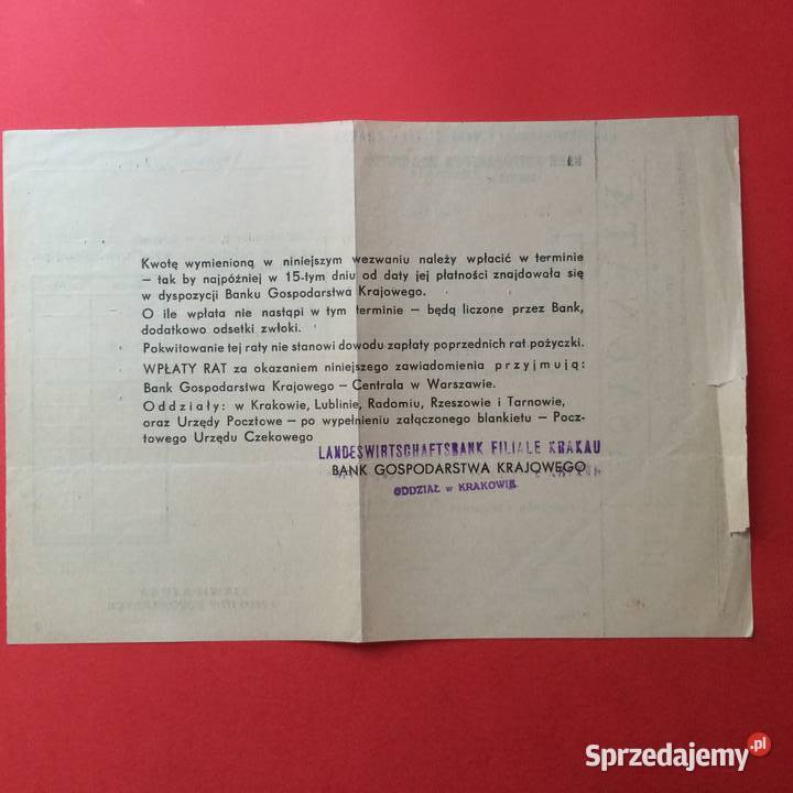 1864 Asygnaty Bankowe Kraków Wojtowicz zachodniopomorskie Szczecin