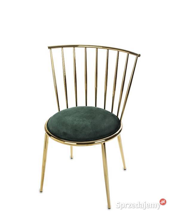 Nowoczesne złote krzesło stołek taboret chrom glamour