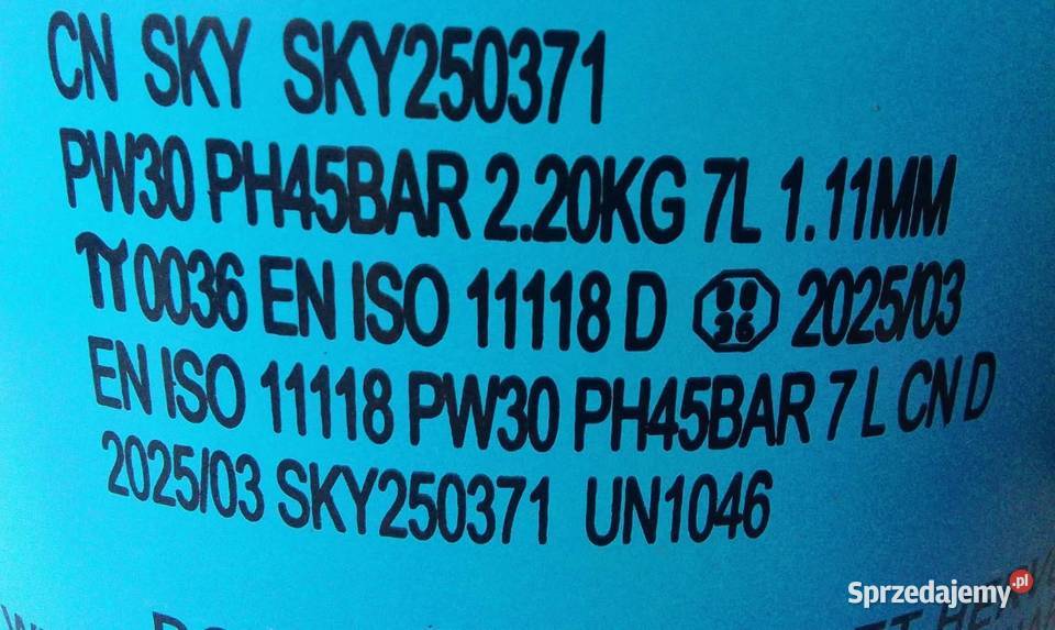 Butla gazie Hel poj 7l 021m3 45 bar BalloonGaz Rewal