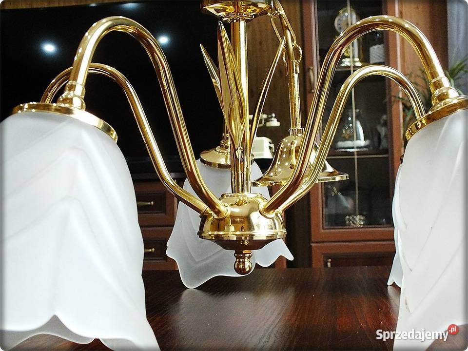 Złoty Żyrandol do salonu Piękna Lampa wisząca Żary