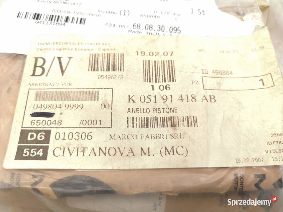 PIERŚCIENIE TŁOKOWE NOMINAŁ JEEP COMPASS 20 0715