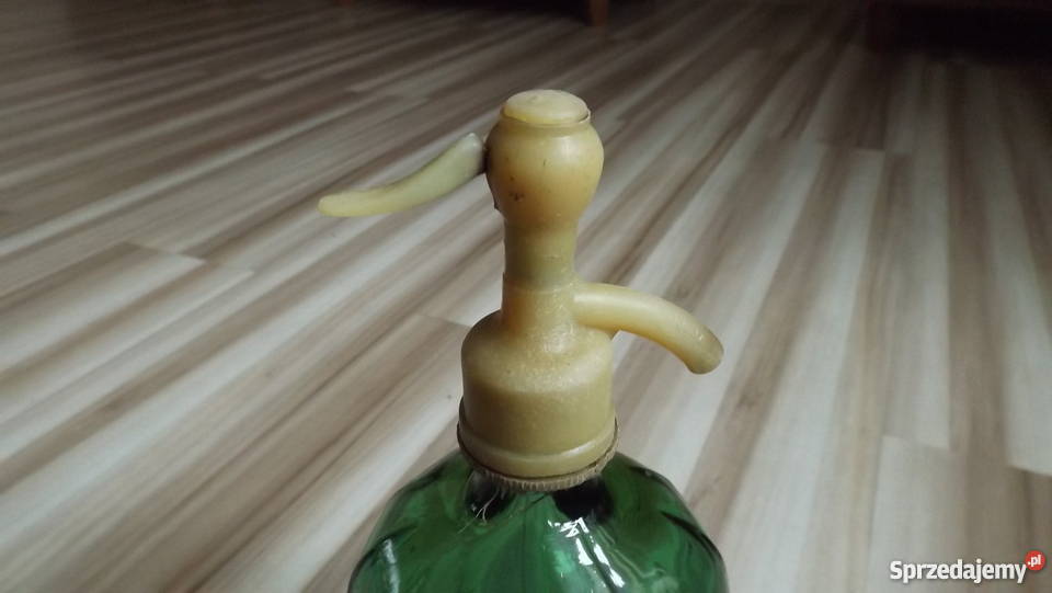 STARY szklany SYFON zielone szkło Grodziczno