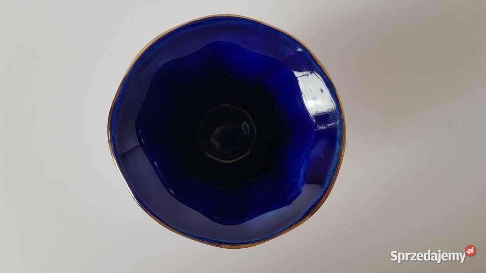 Kobaltowo złoty porcelitowy wazon wazonik Antyki, Sztuka, Kolekcje Dąbrowa Górnicza