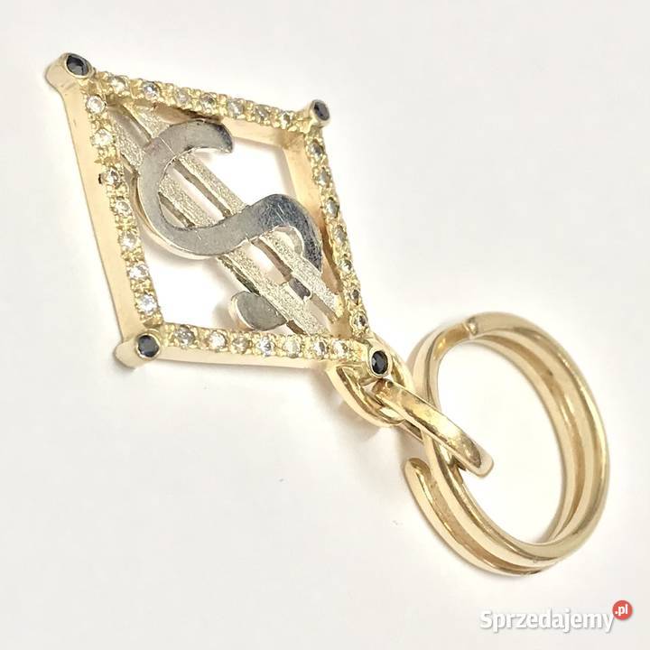 Złoty BRELOCZEK brelok 585 14K z DIAMENTAMI 05ct Warszawa