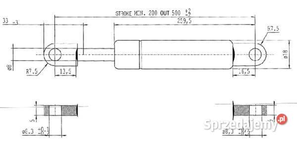 Sprężyna gazowa L500 mm 300N Stabilus CA063525 Kamionna sprzedam