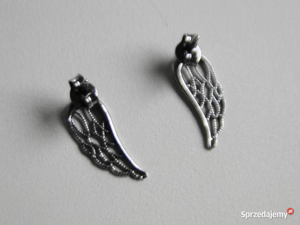 Śliczne kolczyki skrzydełka srebro 925