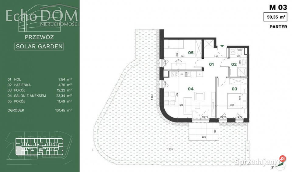 Mieszkanie Kraków Przewóz 5935m2 3 pok parter małopolskie
