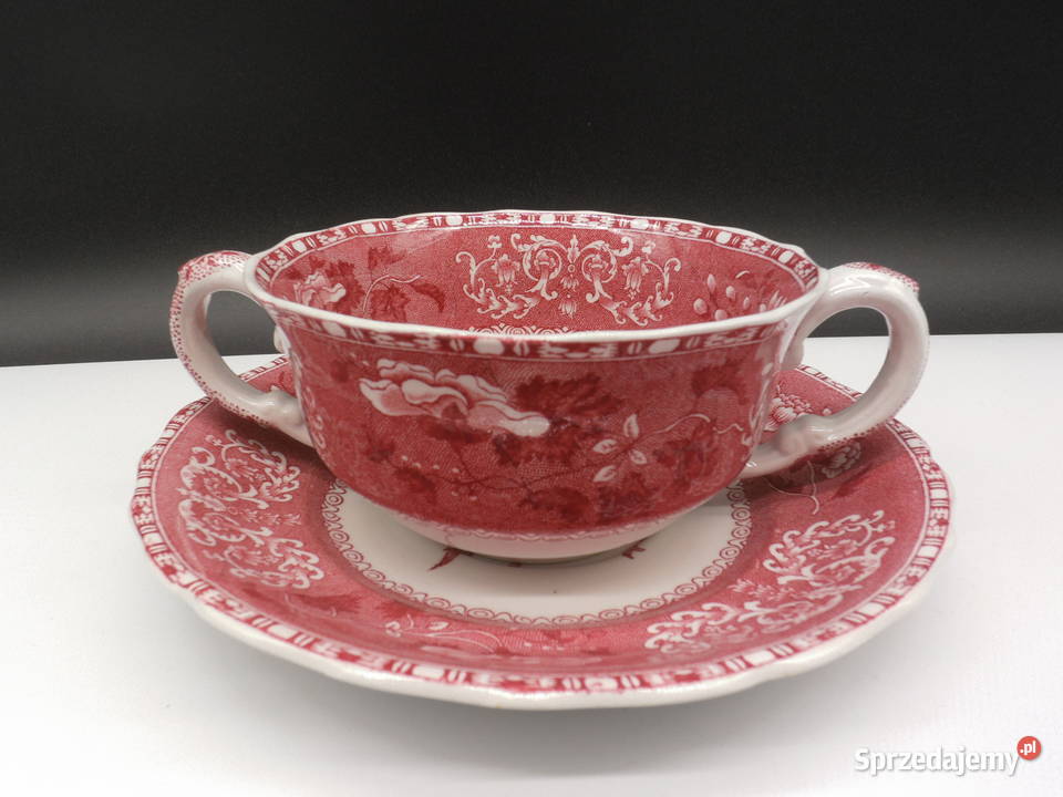 Angielska Bulionówka ze Spodkiem Spode Pink